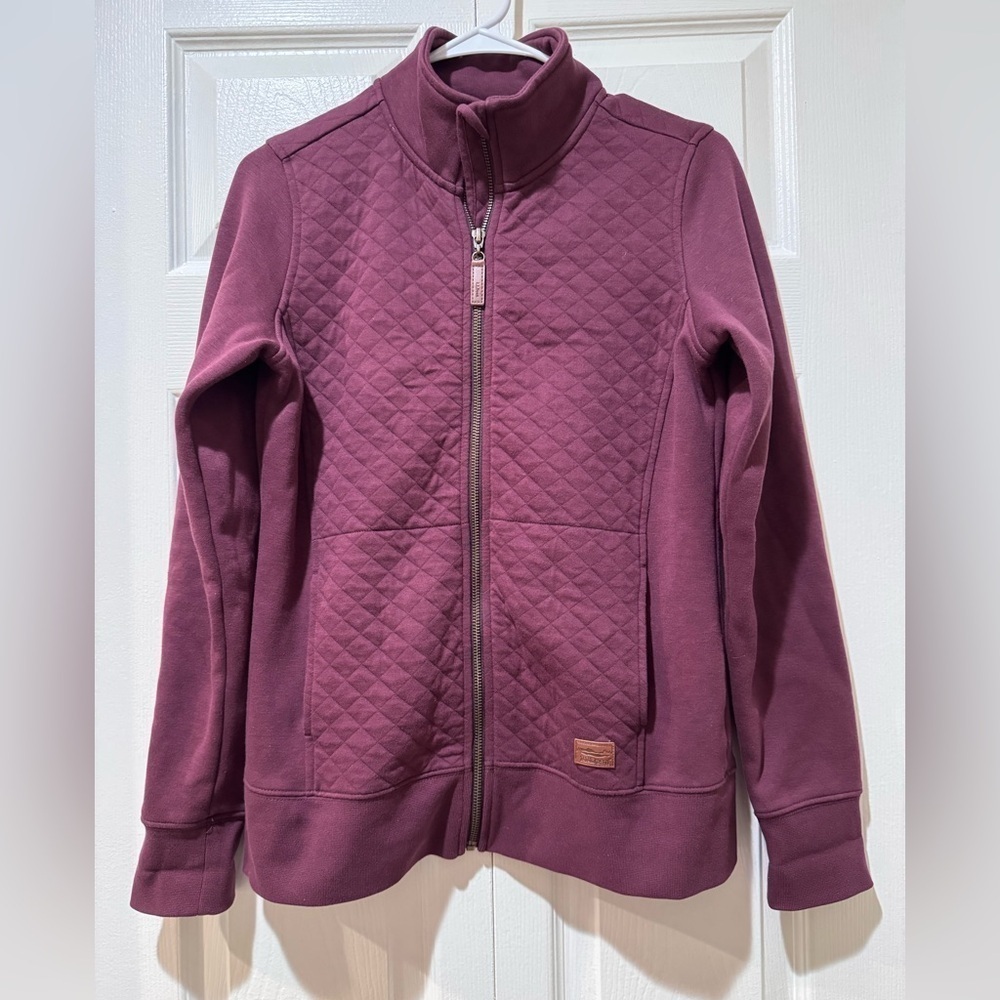 L.L. Bean Women's Quilted Full-Zip Sweatshirt. Dark plum. XS